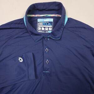 IBKUL Mens Navy Blue Icefil Long Sleeve Golf Polo Shirt Preppy Breathable XL